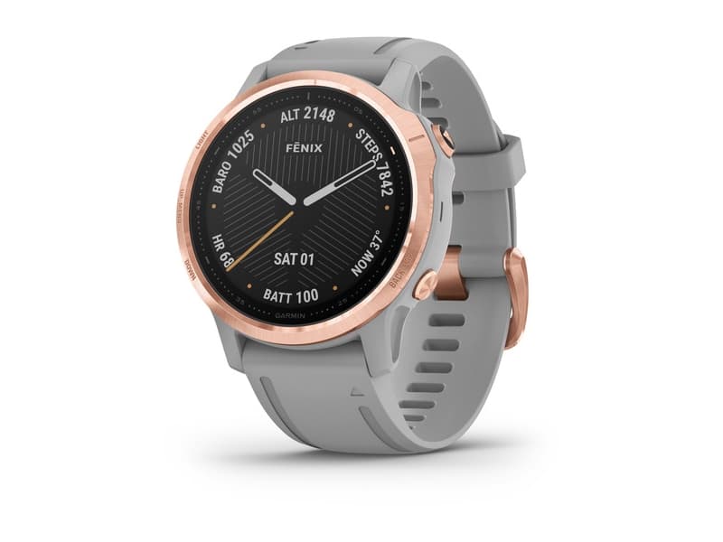 Garmin fenix 6S Sapphire - 42 mm - rosagyllen tone - sportsur med bånd - silikon - pulvergrå - display 1.2" - 32 GB - Bluetooth, Wi-Fi, ANT+ - 44 g