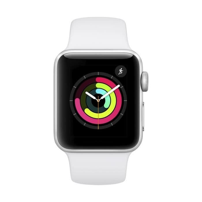 Apple Watch Series 3 GPS, 38 mm sølv aluminiums taske med hvid sportsrem