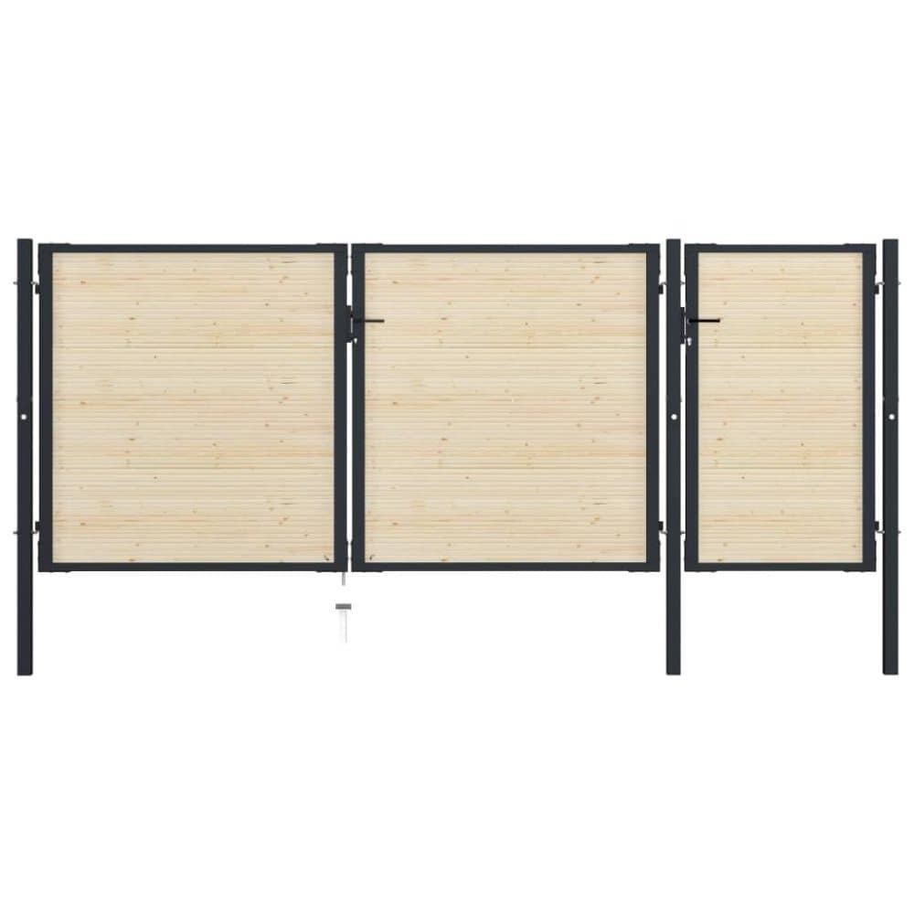 vidaXL hegnslåge 413x200 cm stål og nåletræ
