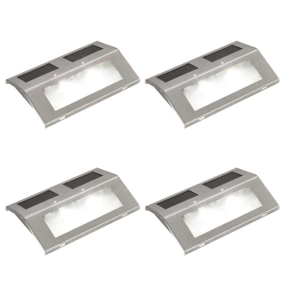 vidaXL Trappetrinn med LED-lys og solcellepanel 4 stk