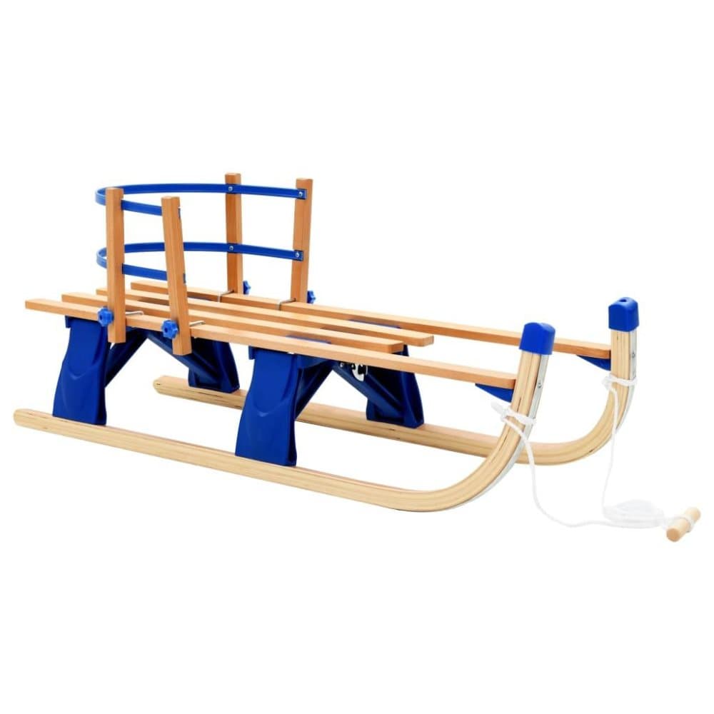 vidaXL Hopfällbar kälke med ryggstöd trä 110 cm