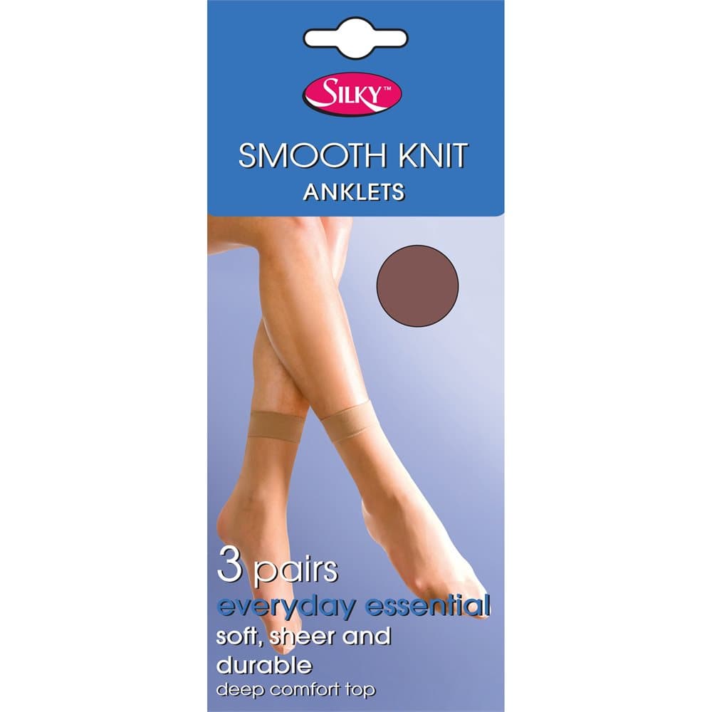 Silky Kvinnor / damer slätstickad fotled hög (3 par)