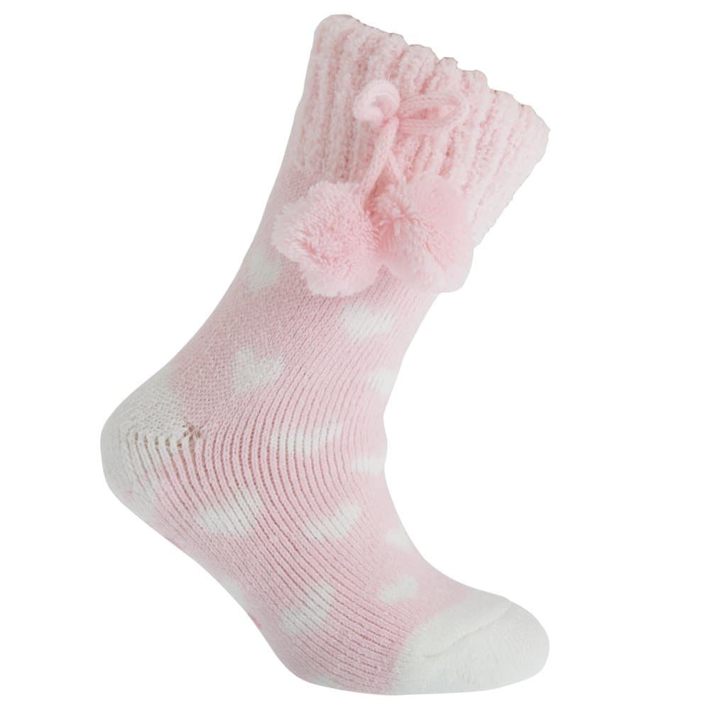 Childrens Girls Fairisle Pom Pom Winter Slipper Socks