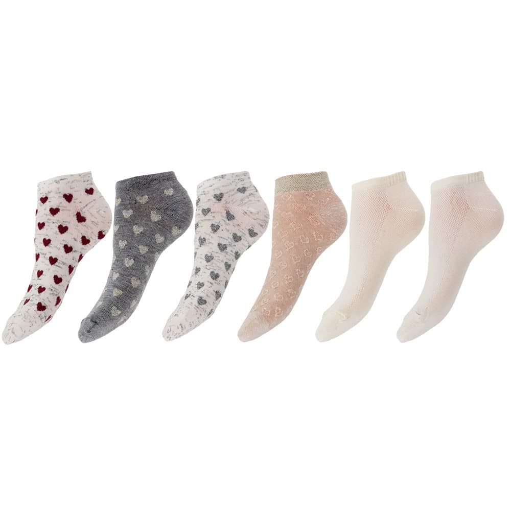 Womens/Ladies Cotton Rich Trainer Liner Socks (6 Pairs)