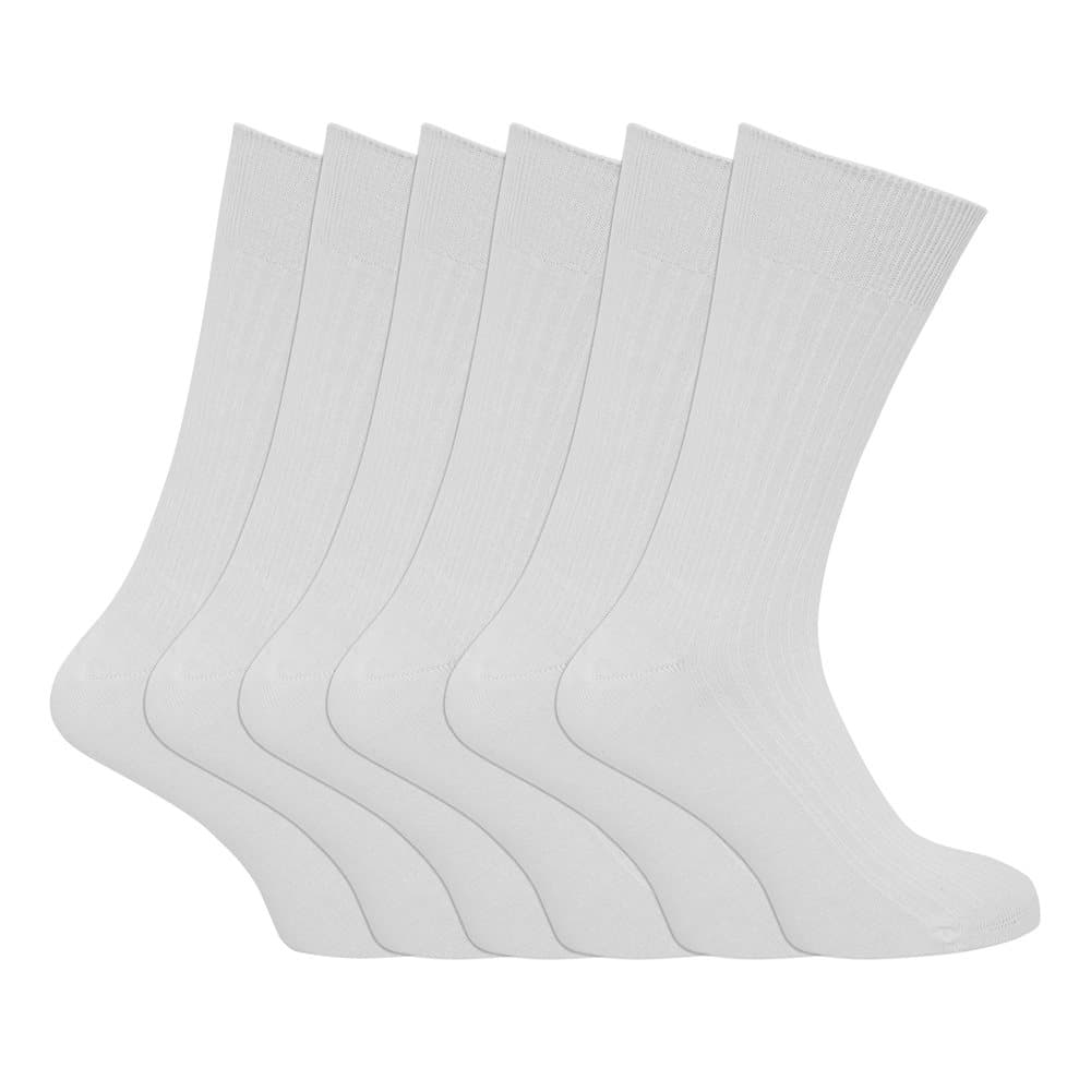 Herr XL-ribbor 100% bomullssockor Storlekar 11 till 14 (paket med 6)