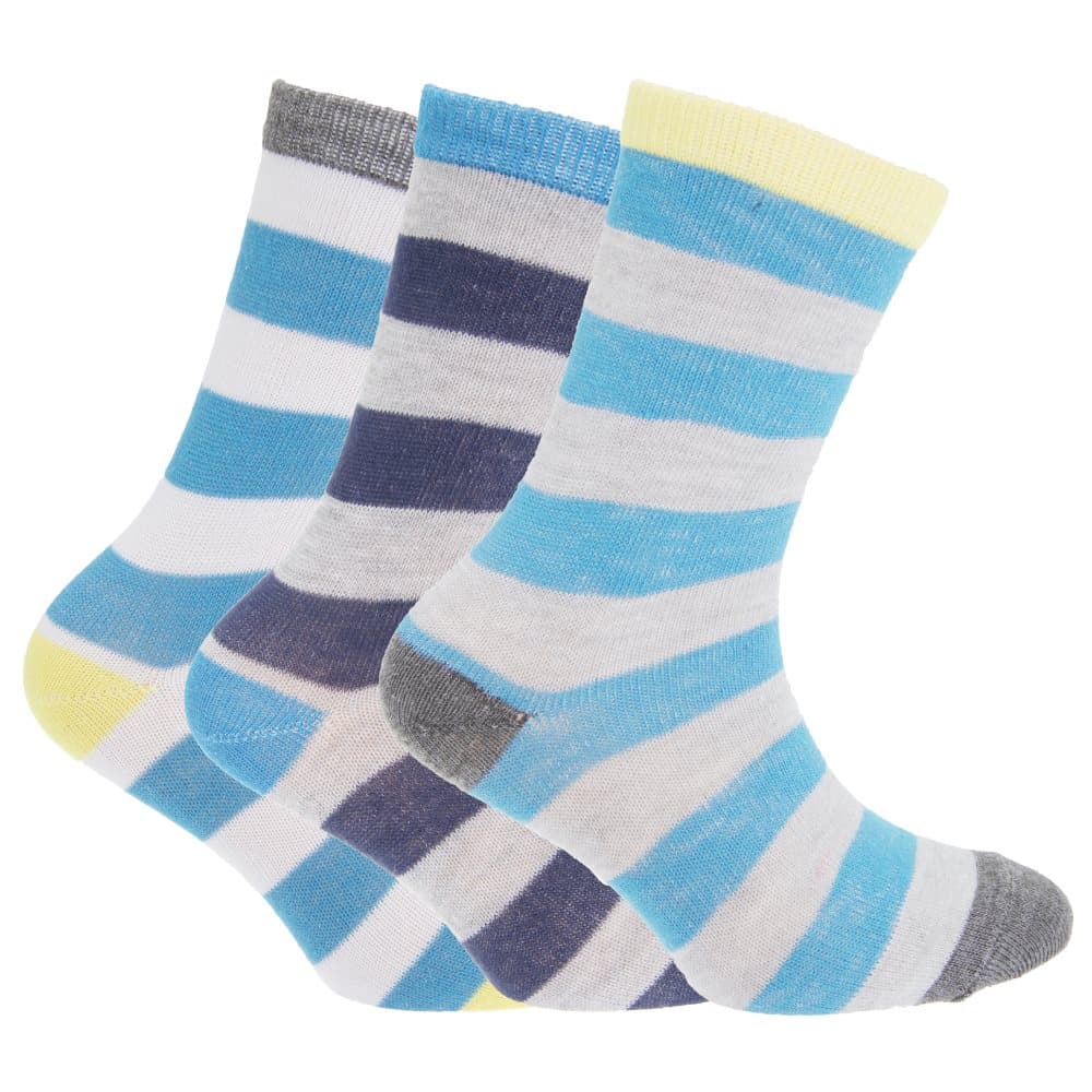 Childrens/Boys Striped Design Socks (Pack Of 3)