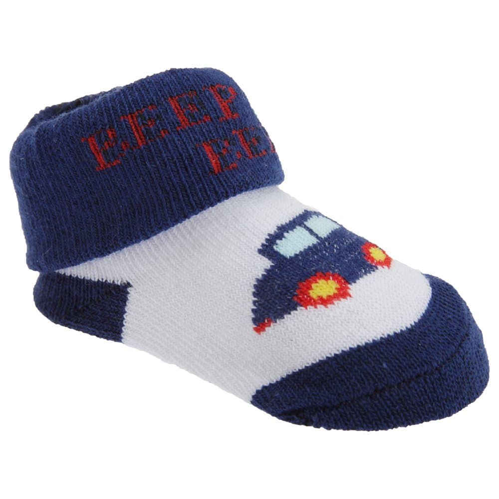 Baby Boys Car Design Bootie Socks With Gift Pouch