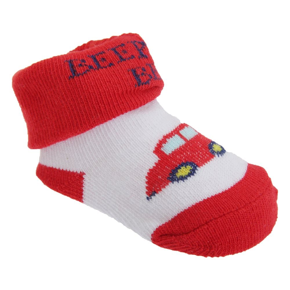 Baby Boys Car Design Bootie Socks With Gift Pouch