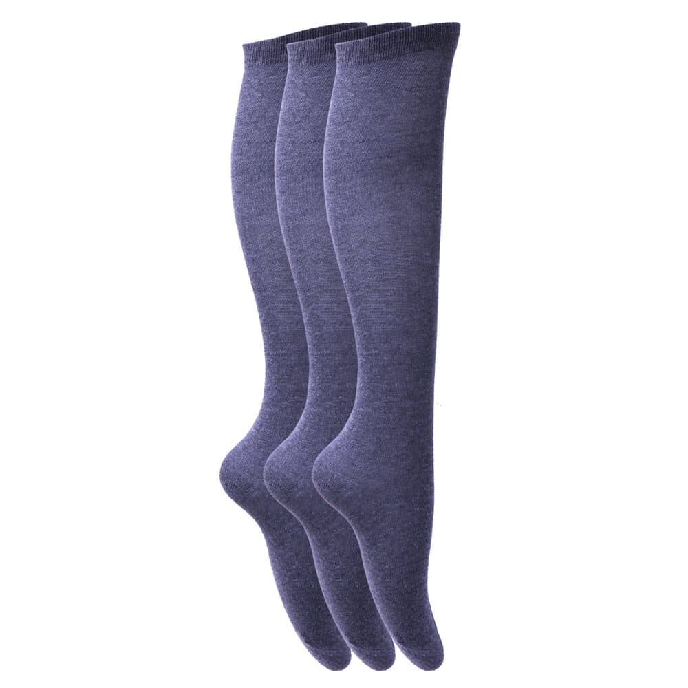 Childrens Girls Plain Knee High School Socks (Pack Of 3)