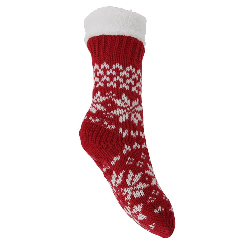 Foxbury Fairisle stickade toffelsockor med dam / dam