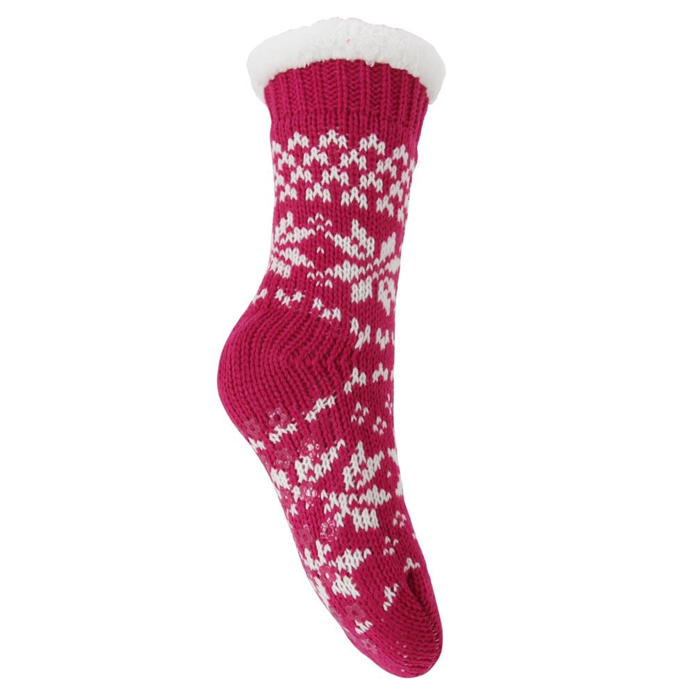 Foxbury Fairisle stickade toffelsockor med dam / dam