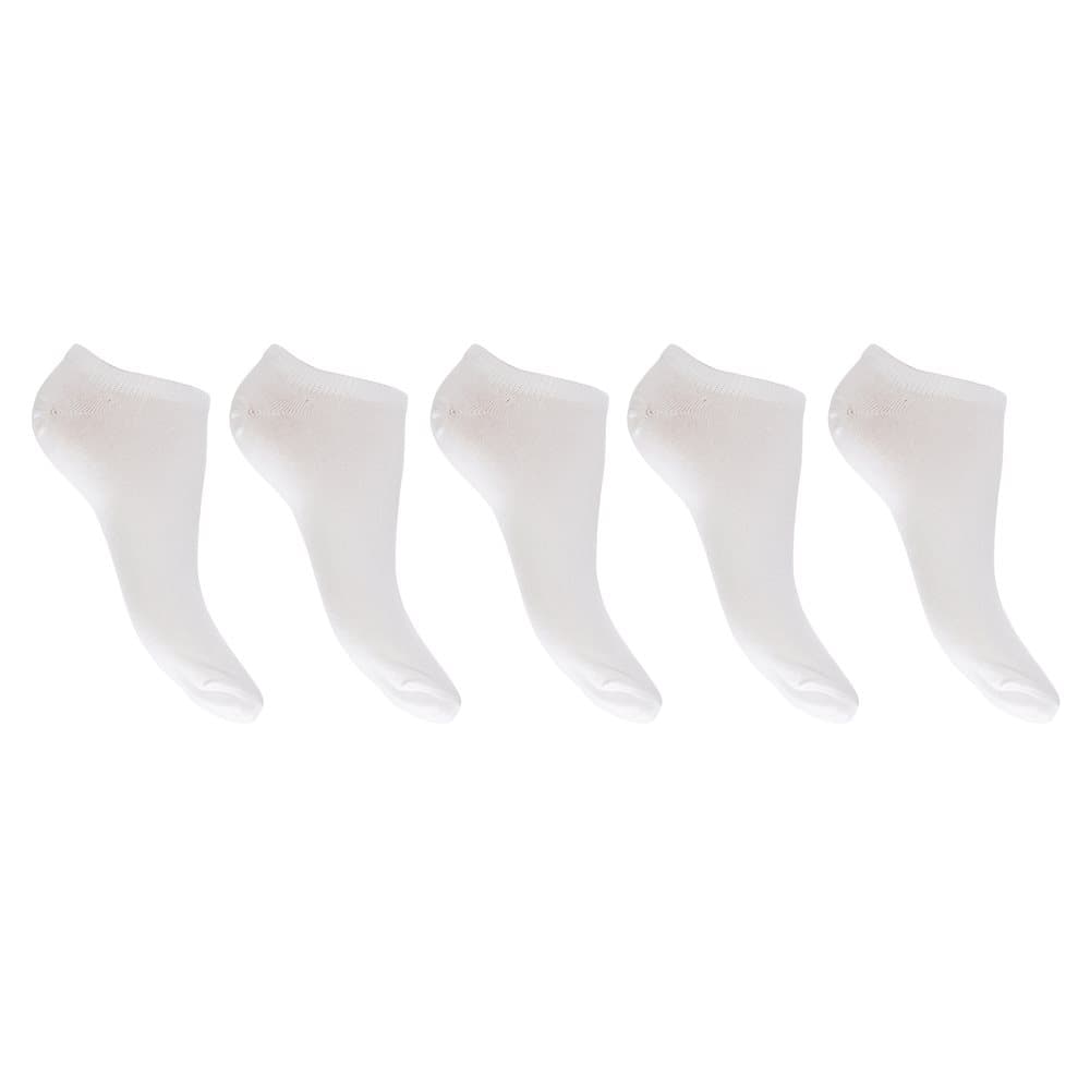 TF Sport Womens/Ladies Cotton Rich White Trainer Socks (5 Pairs)