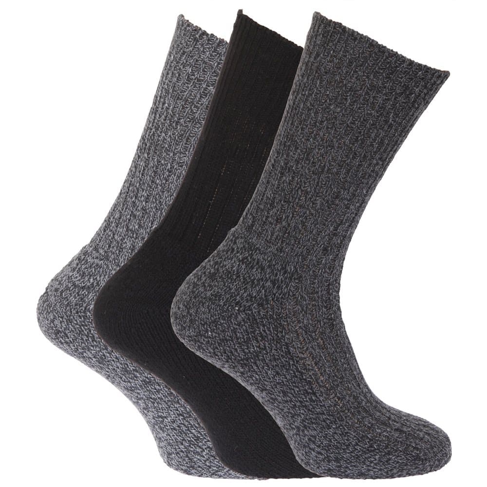 Mens Wool Blend Non Elastic Top Light Hold Socks (Pack Of 3)