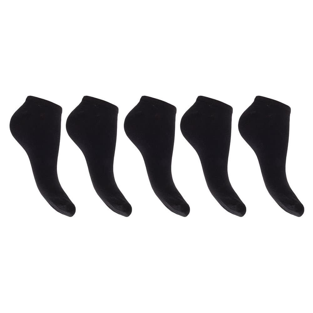 TF Sport Womens/Ladies Cotton Black Trainer Socks (5 Pairs)