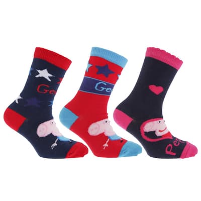 Childrens/Kids Peppa Pig Socks (Pack Of 3)