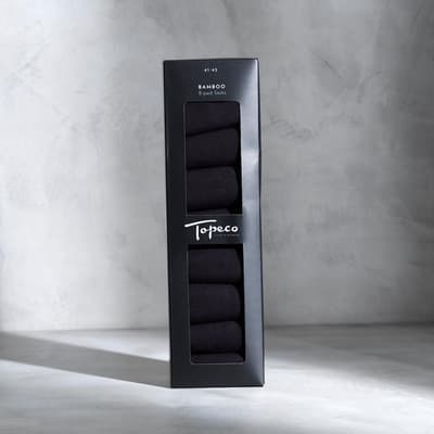 Topeco Bamboo Socks 8-Pack Black Size 41-45