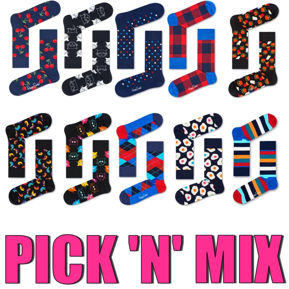 HAPPY SOCKS 10 PAIR PICK 'N' MIX-1 SPECIAL OFFER PACK FOR MEN