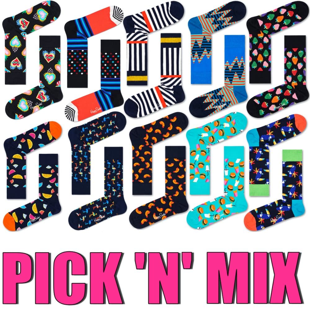 HAPPY SOCKS 10 PAIR PICK 'N' MIX-4 SPECIAL OFFER PACK FOR MEN