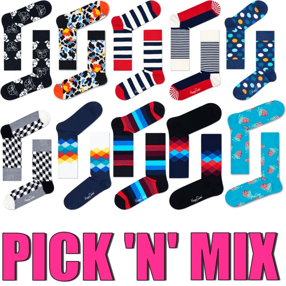 HAPPY SOCKS 10 PAIR PICK 'N' MIX-6 SPECIAL OFFER PACK FOR MEN