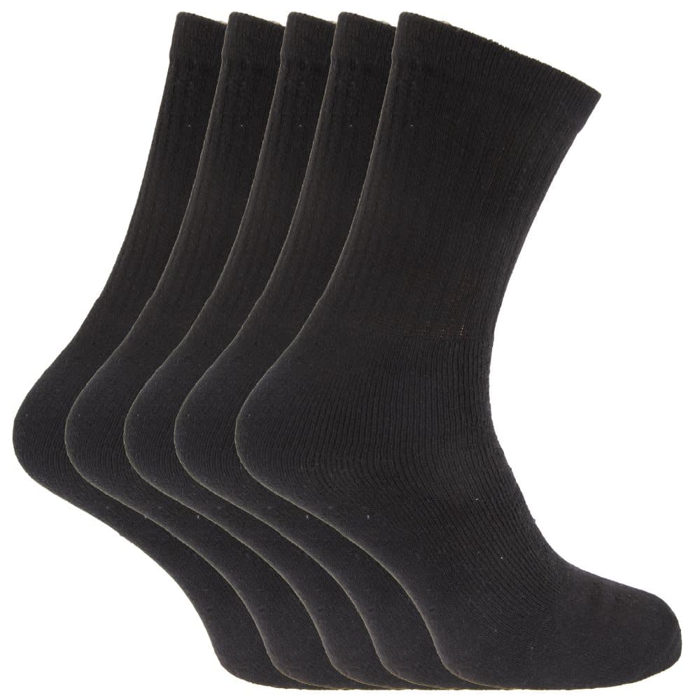 FLOSO® Mens Plain Cotton Rich Sport Socks (Pack Of 5)