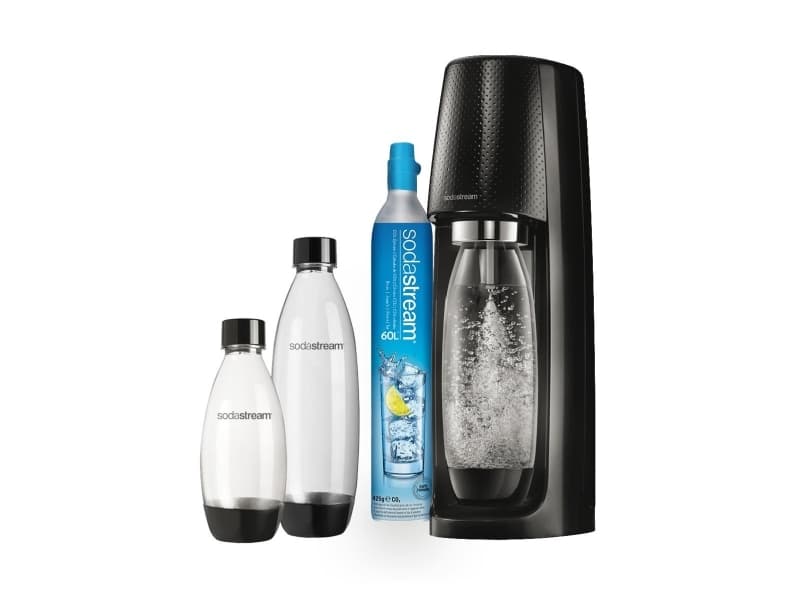 SodaStream Spirit Mega Pack, Plast, Sort, 1 stk maskine incl. kulsyre patron og ekstra flasker