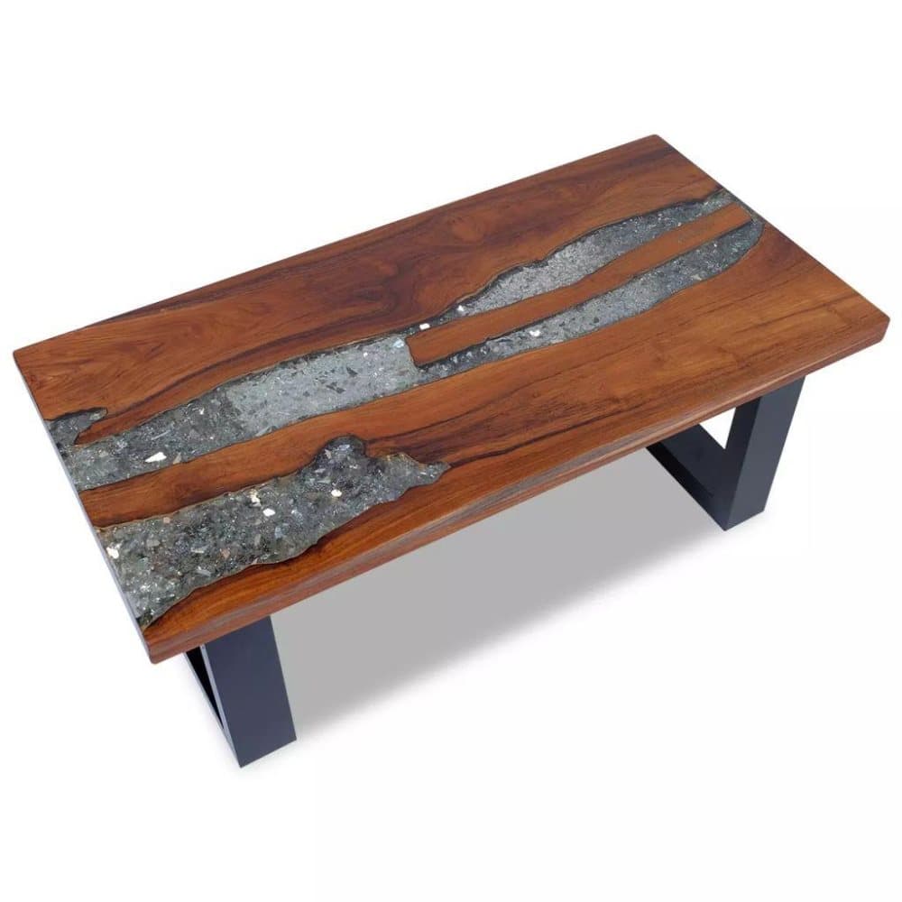 vidaXL salongbord Teak Harpiks 100x50 cm