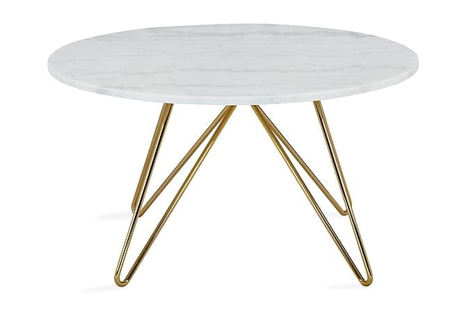 Ponza Sofabord 80 cm Rundt Marmor Hvid/Messing