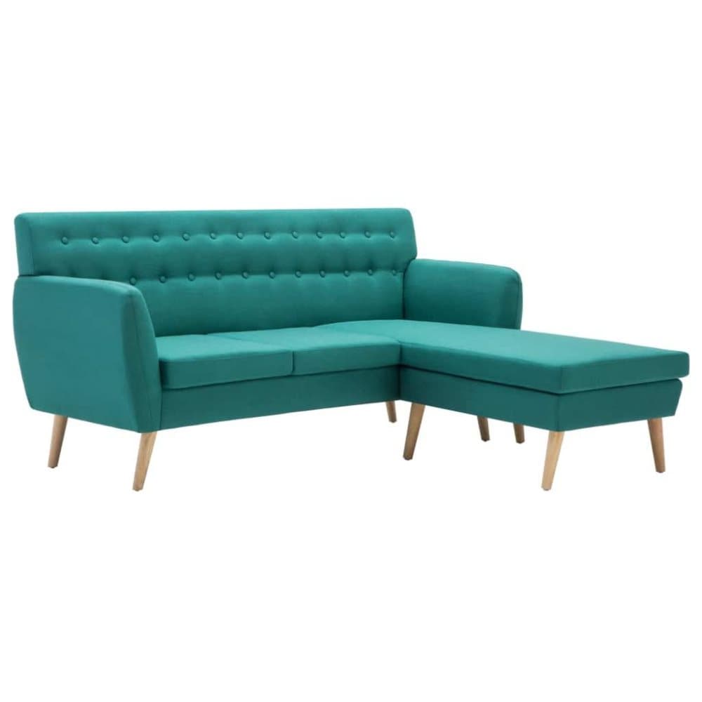 vidaXL L-formet sofa i stofbeklædning 171,5 x 138 x 81,5 cm grøn