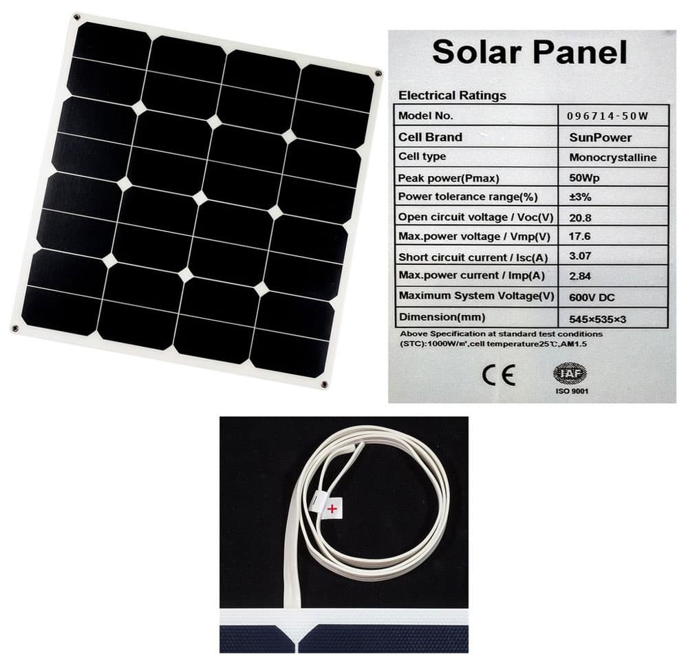 Flexibel Solpanel 50 W lämplig på båt