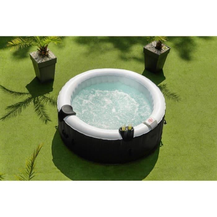 SUN SPA Rundt uppblåsbart spa med rottingdekor - 4 personer - 1,85 x H 0,65 m