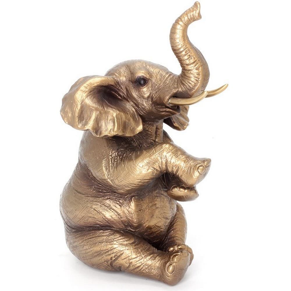 Reflection Bronzed Sitting Elephant Ornament