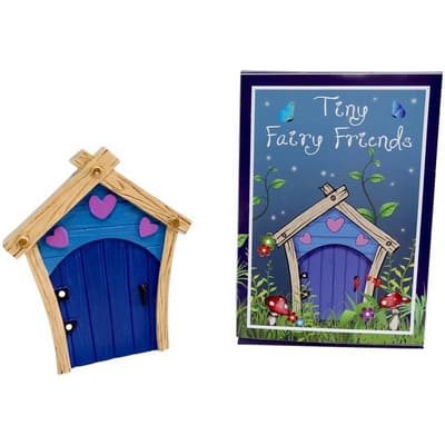 Something Different Blue Fairy Door With Purple Hearts