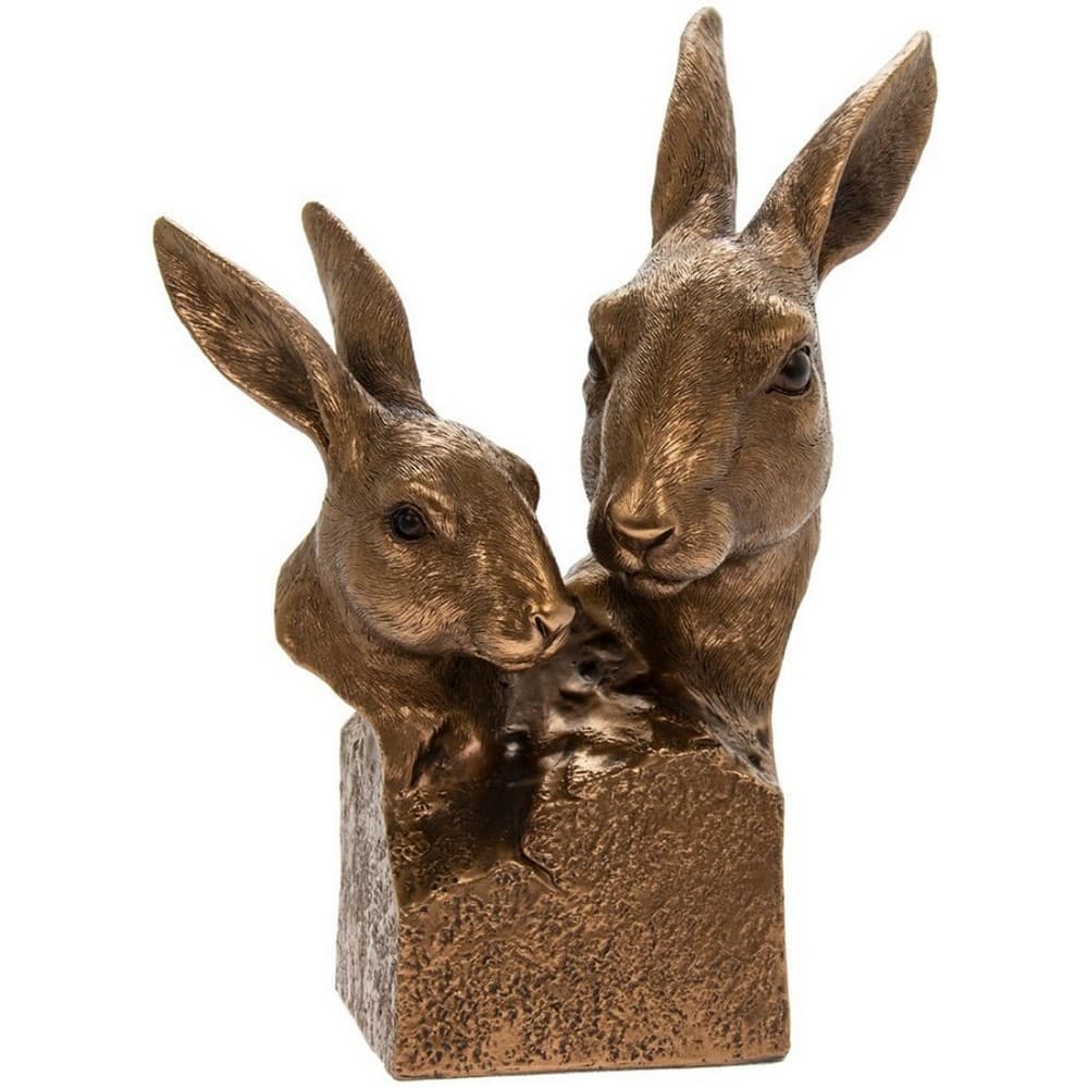 Reflections Bronzed Hare Busts Ornament