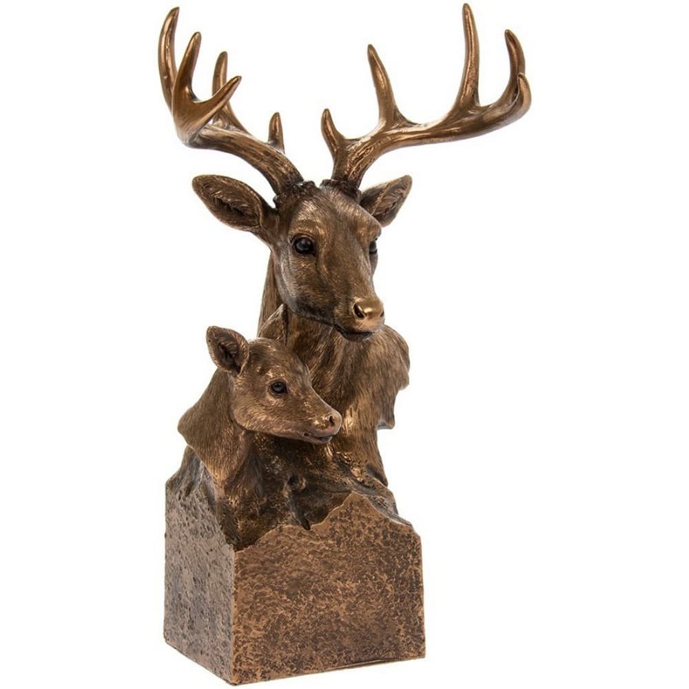 Reflections Bronzed Stag and Deer Bust Ornament
