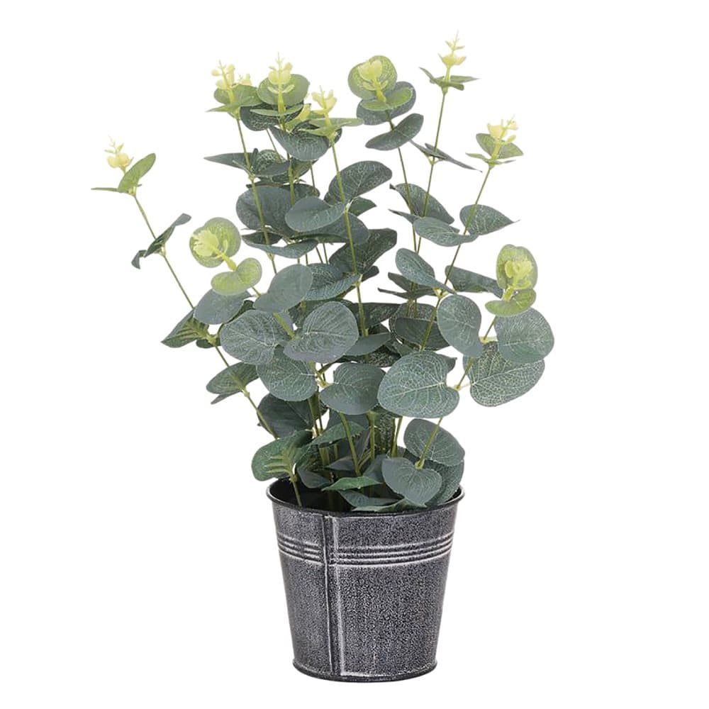Hill Interiors Plastic Eucalyptus In Tin Pot
