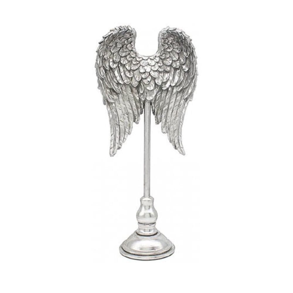 Silver Art Angel Wings Ornament On Stand