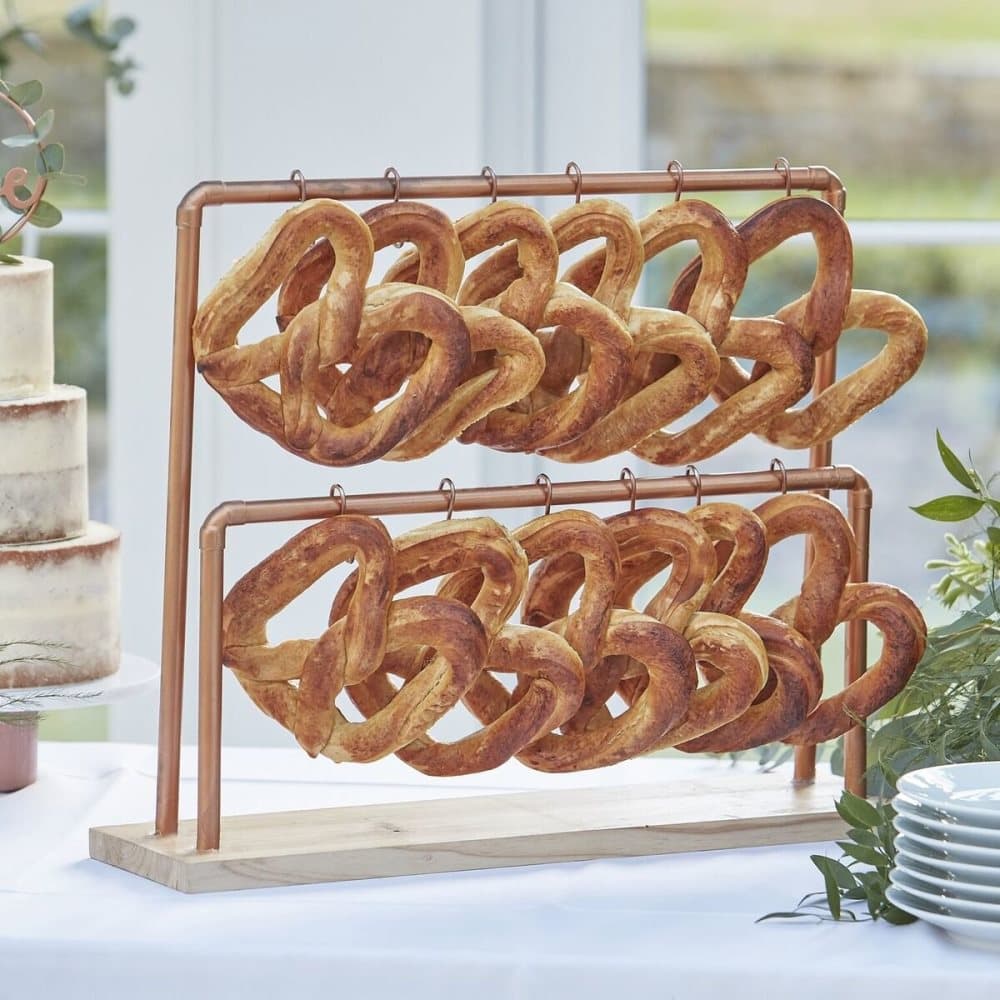 Pretzel Stand Display Dessertbord i Koppar - Botanical Wedding