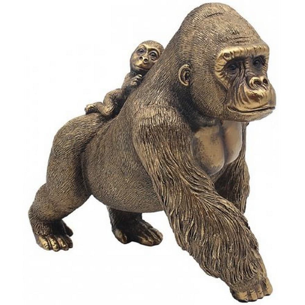 Reflections Bronzed Gorilla & Baby Figurine