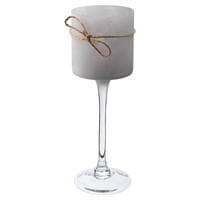 Lotus Ljuslykta grå med rep glas diameter 10 cm höjd 30 cm