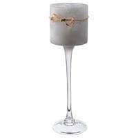 Lotus Ljuslykta grå med rep glas diameter 10 cm höjd 35 cm
