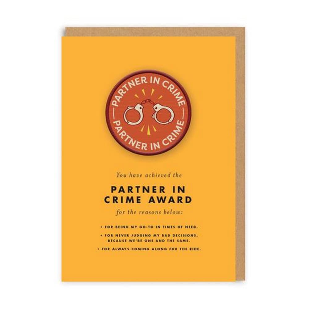 Ohh Deer Partner In Crime Woven Patch Greeting Card