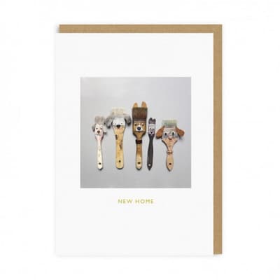 Ohh Deer New Home Paint Brush Dogs Greeting Card