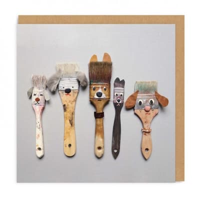 Ohh Deer Paintbrush Dogs Square Greeting Card