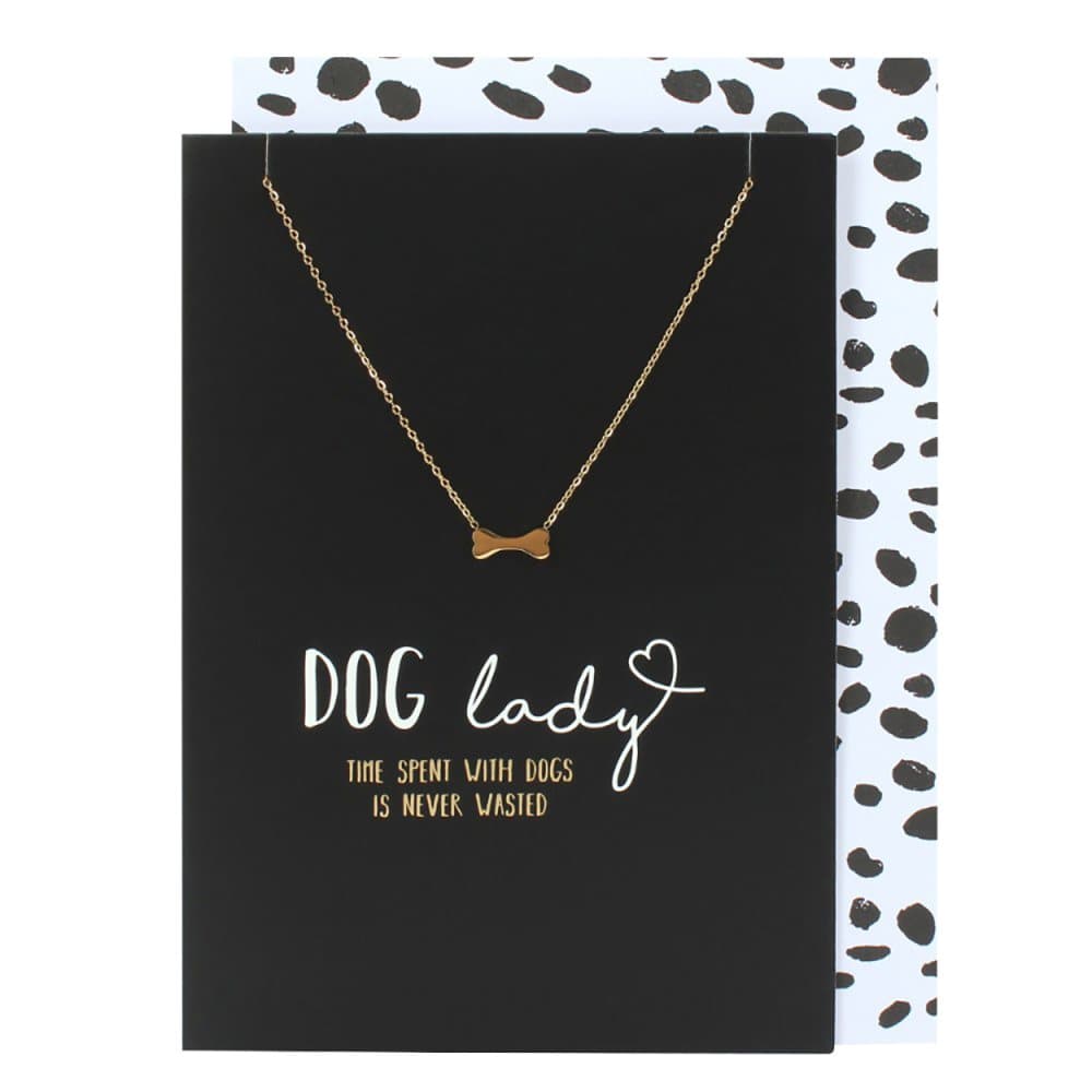 Dog Lady Card With Bone Necklace