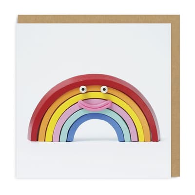 Ohh Deer Rainbow Smiley Face Square Greeting Card