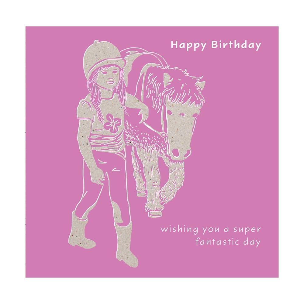 Deckled Edge Colour Block Pony Greetings Card
