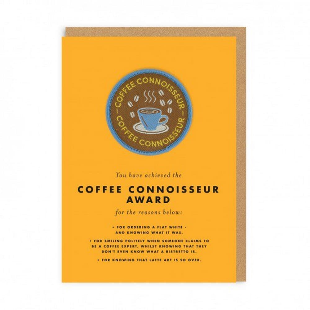 Ohh Deer Coffee Connoisseur Woven Patch Greeting Card
