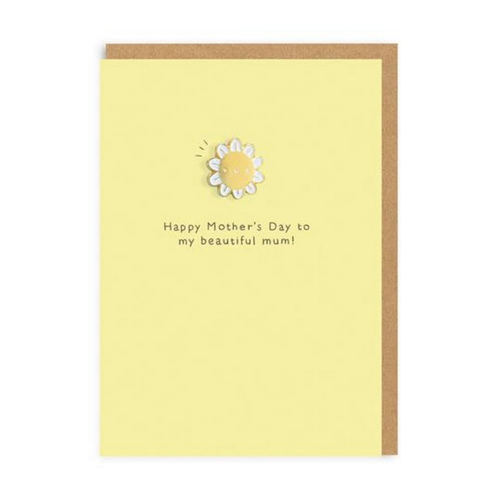 Daisy Enamel Pin Mothers Day Greeting Card
