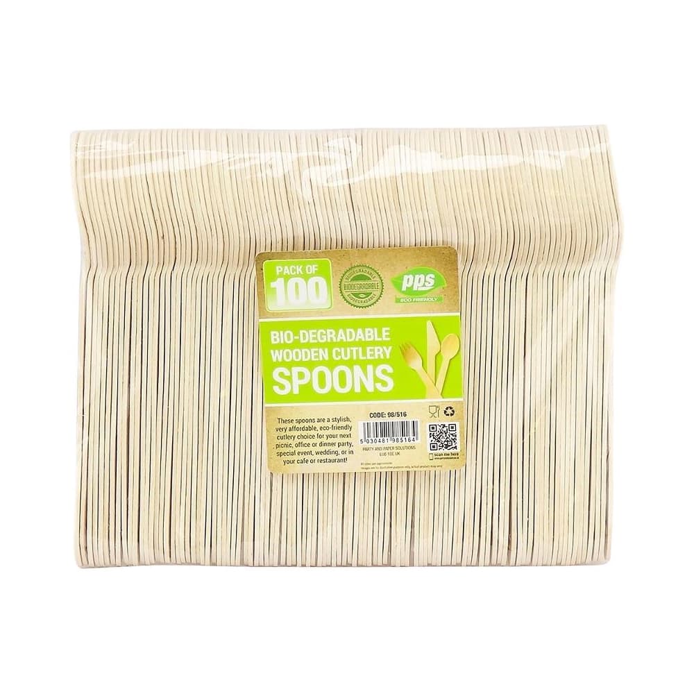 PPS Wooden Bio Degradable Spoons (Pack of 100)