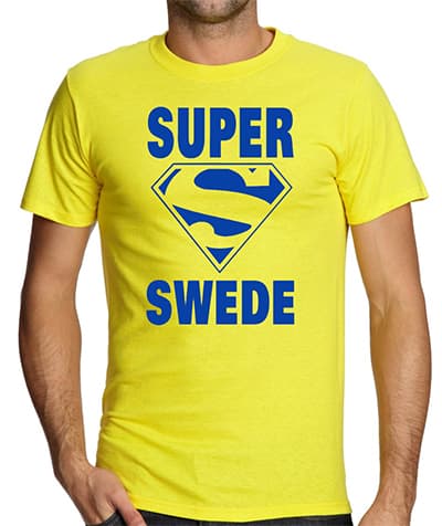 Gul Sverige T-shirt Super Swede - Sweden tröja Gul XL